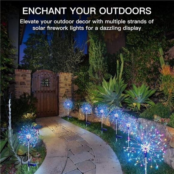 suddus Solar Garden Lights Outdoor Firework Multicolor Fairy Pathway Decor - Picture 2 of 7